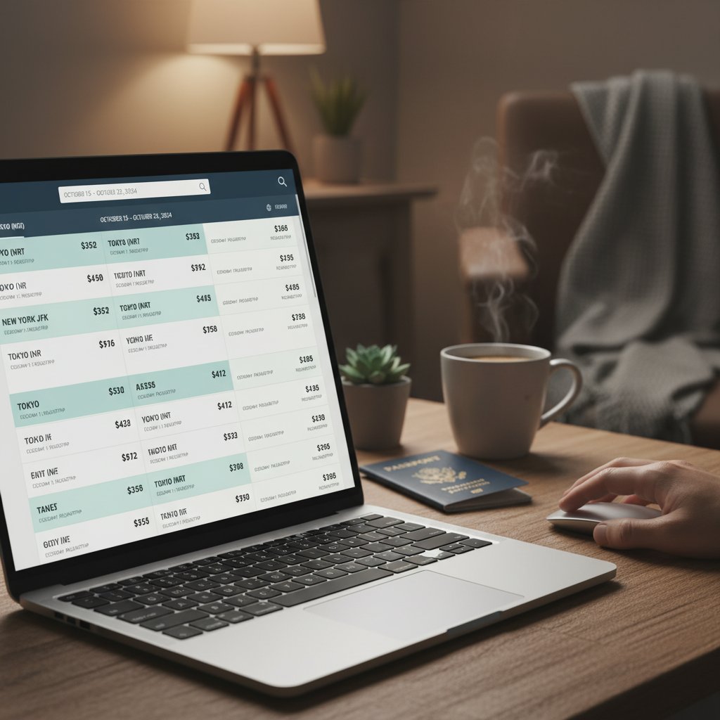 飛行機のチケット検索画面