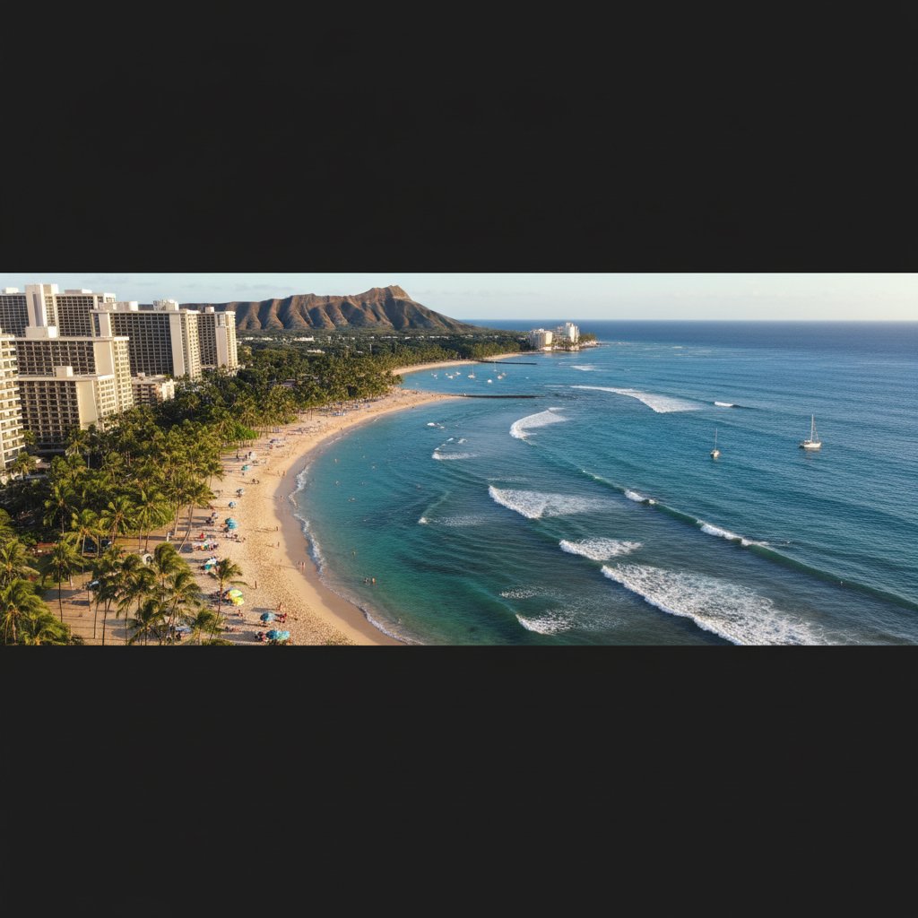 ハワイの青い海と白い砂浜