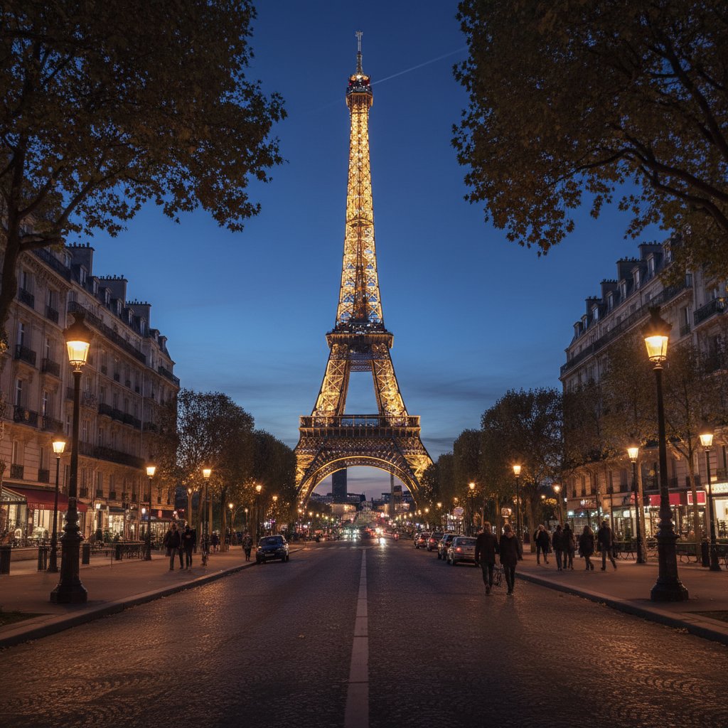 パリのエッフェル塔と街並み