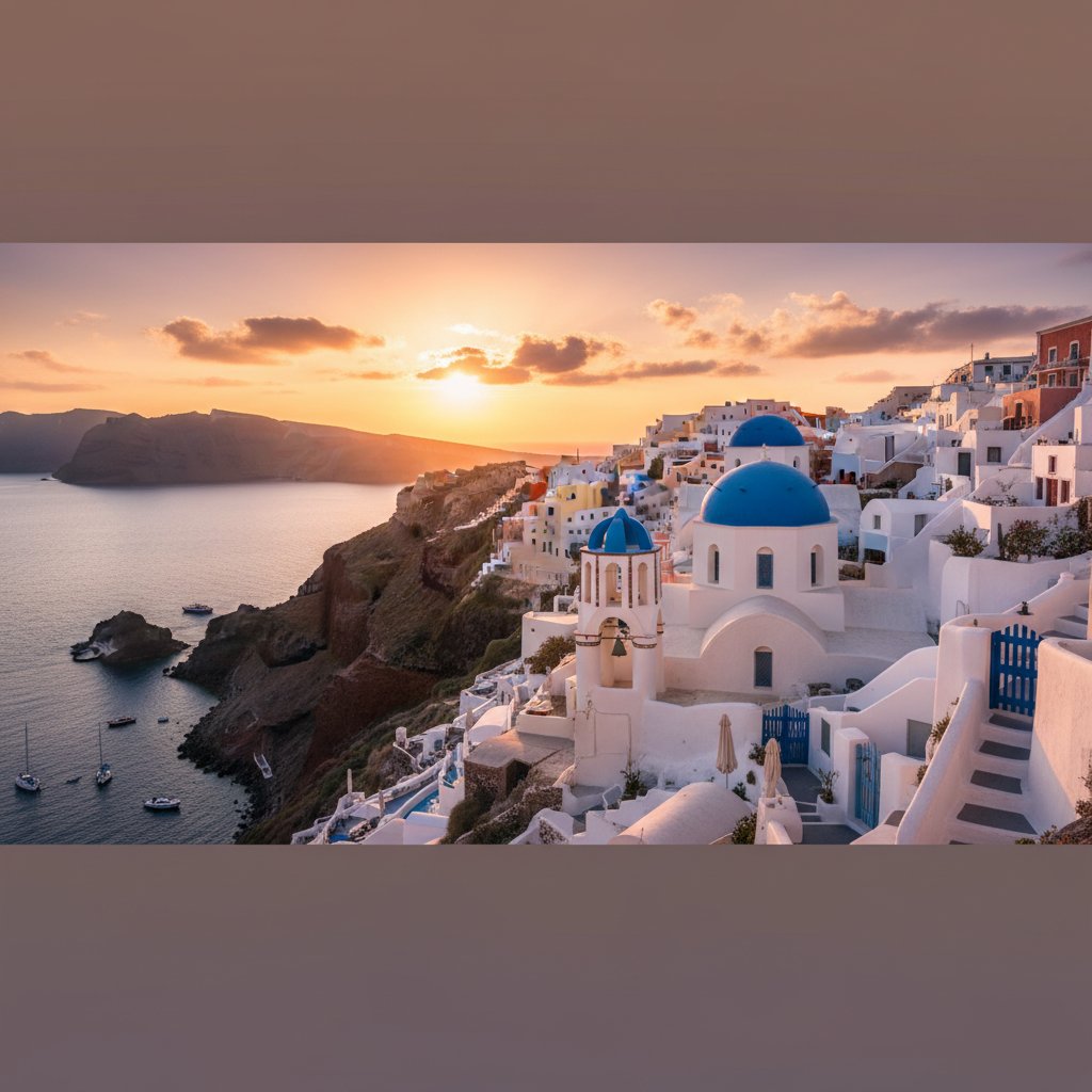 サントリーニ島の夕日